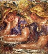 Pierre Renoir Two Women in Blue Blouses Sweden oil painting artist